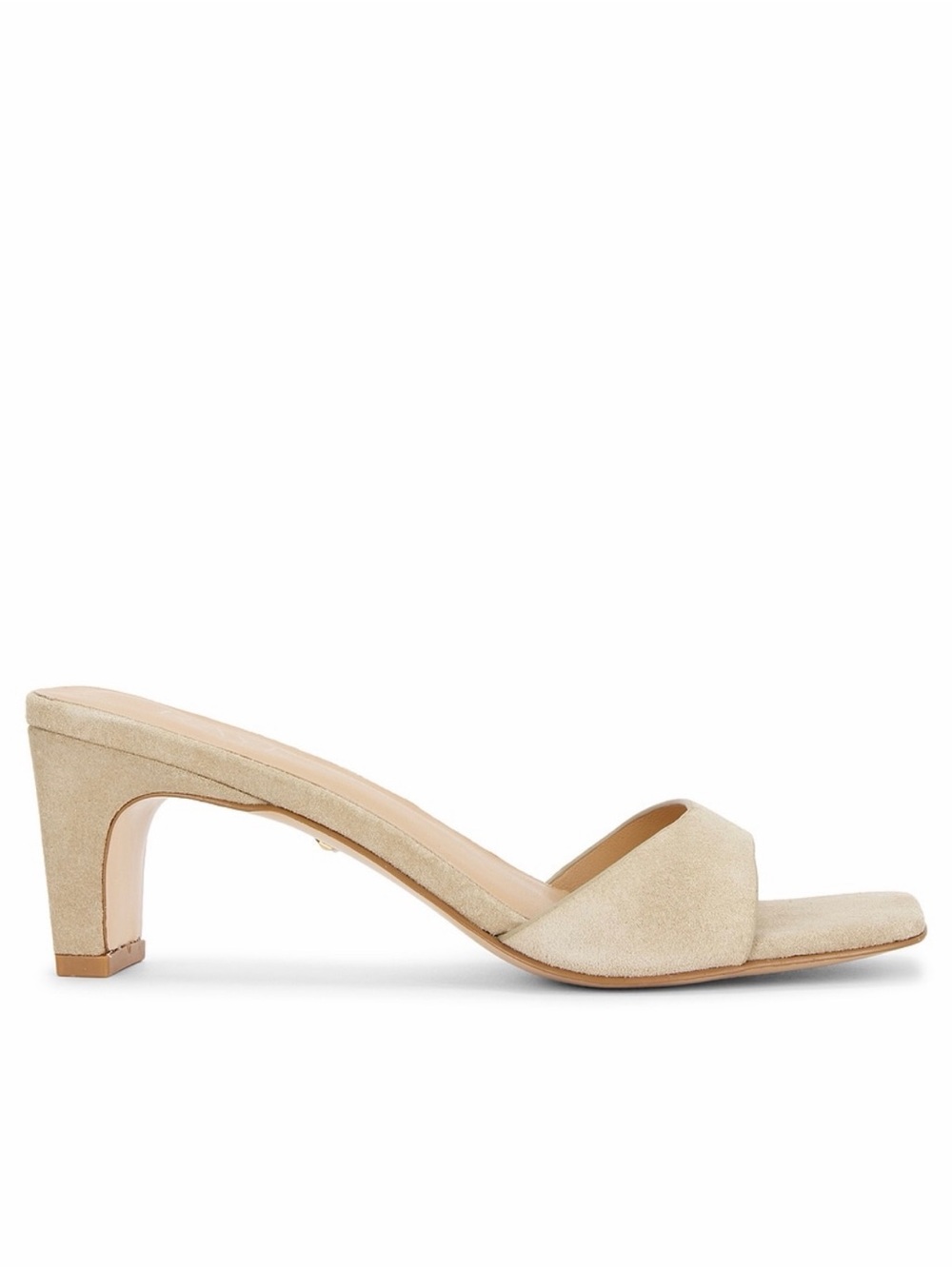 RAYE Revolve Lucia Warm Sand Nude Suede Slip On Heeled Square Sandals Size 7 New